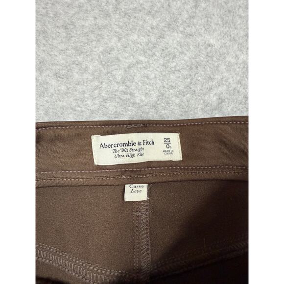 Abercrombie & Fitch Womens Size 0/25 Curve Love 90's Straight Faux Leather Pants - Picture 4 of 14